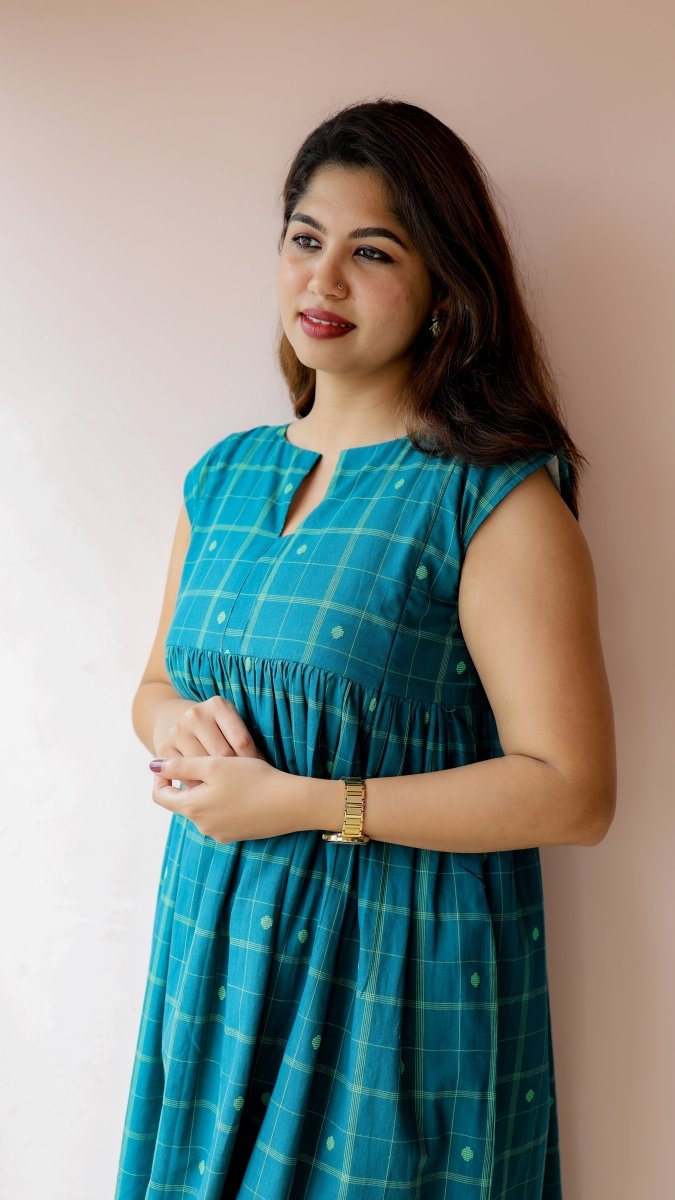 Vipasha — Powerloom Check Weave maternity & Nursing DressALL US WOMENmaternity and feeding