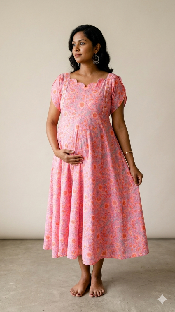 Malhar| Soft Cotton Maternity&Feeding Dress