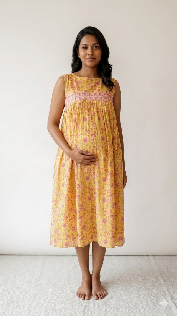 Vasanti |Soft Cotton Maternity &  Feeding Dress