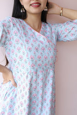 Aaliyah Handblock Printed Cotton Maternity Dress with Feeding Zips | Noor collectionALL US WOMENmaternity and feeding