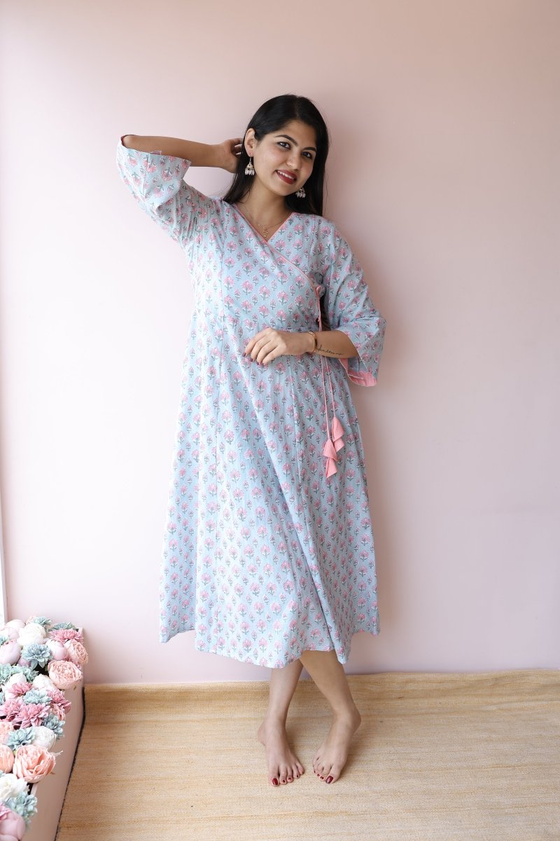 Aaliyah Handblock Printed Cotton Maternity Dress with Feeding Zips | Noor collectionALL US WOMENmaternity and feeding