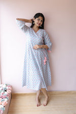 Aaliyah Handblock Printed Cotton Maternity Dress with Feeding Zips | Noor collectionALL US WOMENmaternity and feeding
