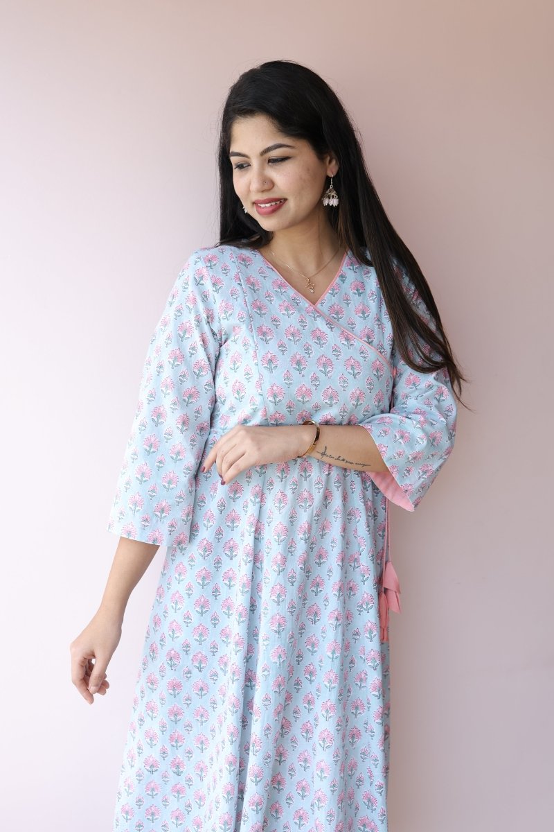 Aaliyah Handblock Printed Cotton Maternity Dress with Feeding Zips | Noor collectionALL US WOMENmaternity and feeding