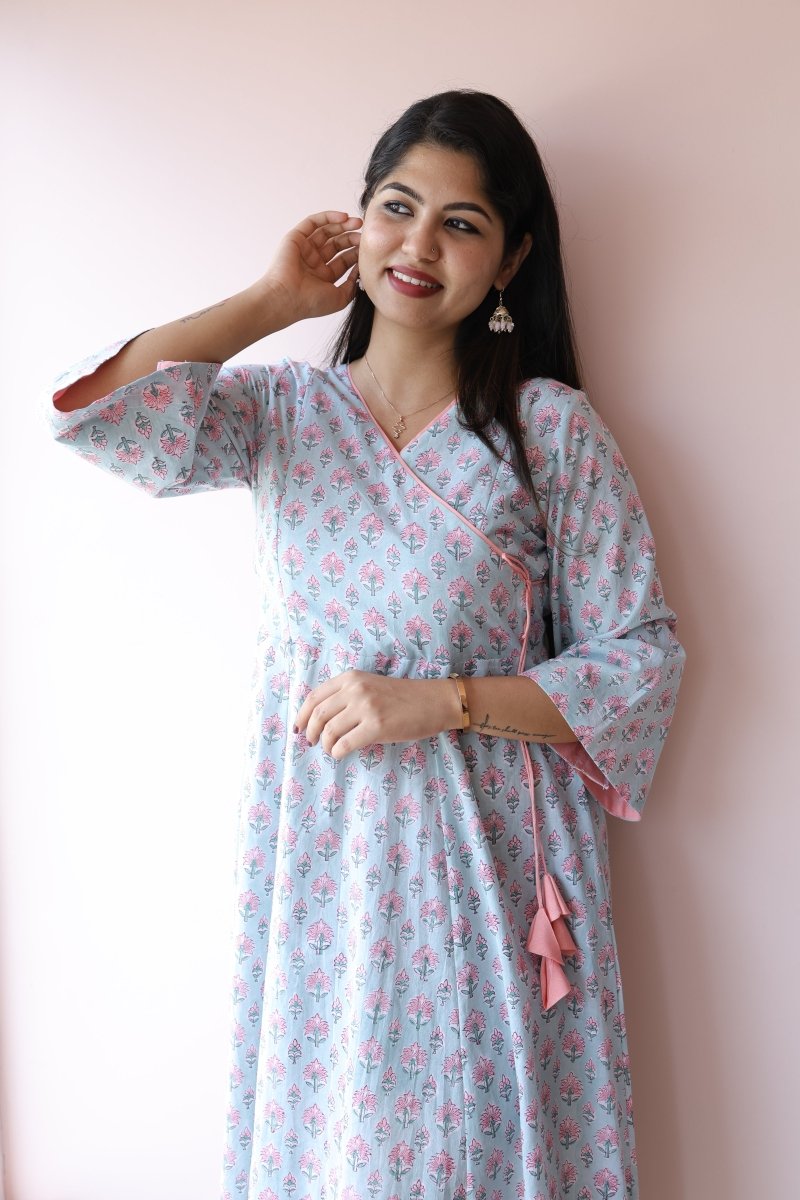 Aaliyah Handblock Printed Cotton Maternity Dress with Feeding Zips | Noor collectionALL US WOMENmaternity and feeding