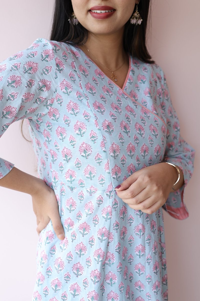 Aaliyah Handblock Printed Cotton Maternity Dress with Feeding Zips | Noor collectionALL US WOMENmaternity and feeding