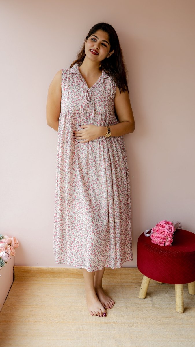 Acorn — Cotton Floral Twin-Zip maternity DressALL US WOMENmaternity and feeding