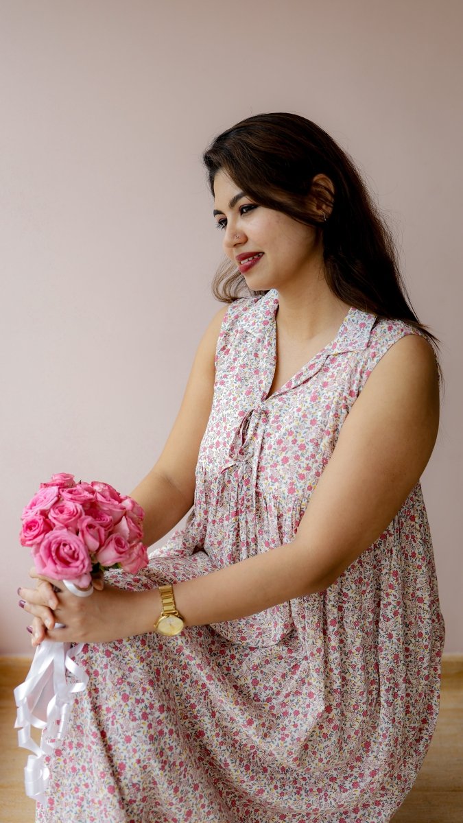 Acorn — Cotton Floral Twin-Zip maternity DressALL US WOMENmaternity and feeding