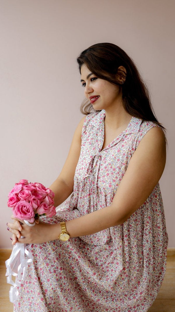 Acorn — Cotton Floral Twin-Zip maternity DressALL US WOMENmaternity and feeding