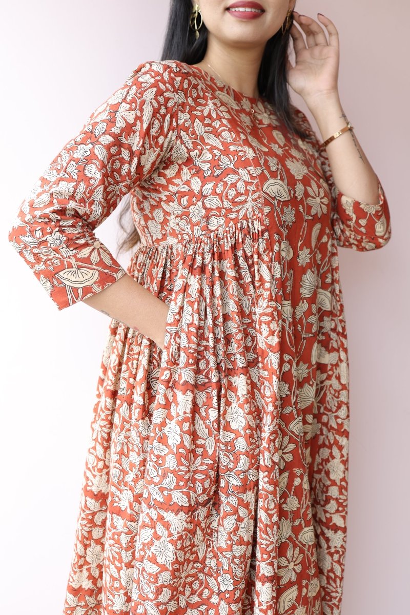 Aira Handblock Printed Cotton Maternity & Feeding Dress | Noor All us womenALL US WOMENmaternity and feeding