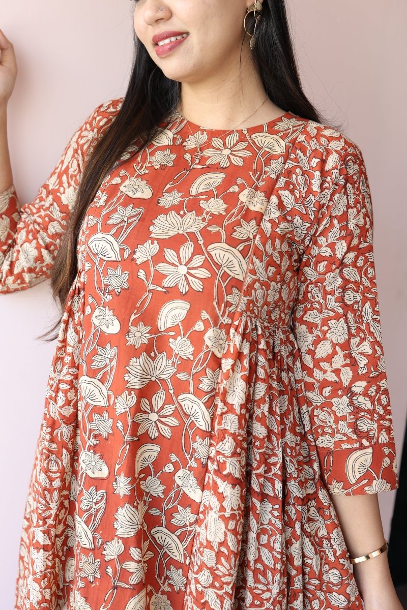 Aira Handblock Printed Cotton Maternity & Feeding Dress | Noor All us womenALL US WOMENmaternity and feeding