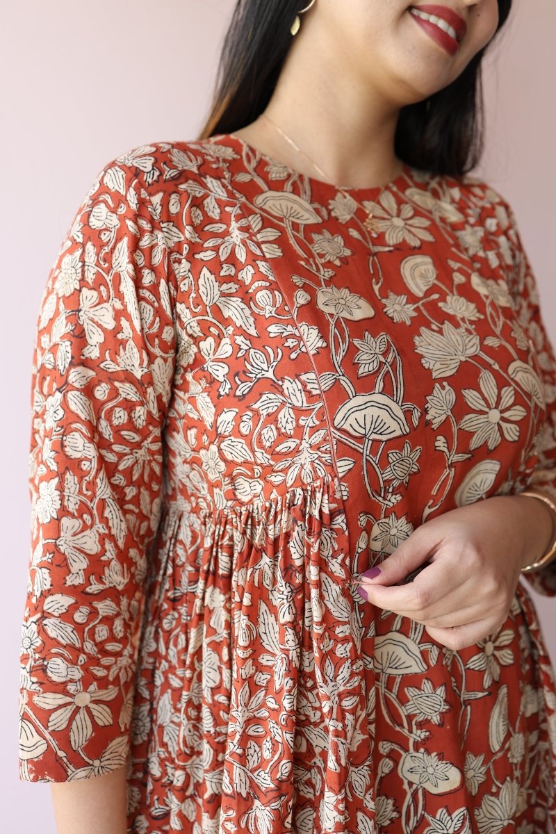Aira Handblock Printed Cotton Maternity & Feeding Dress | Noor All us womenALL US WOMENmaternity and feeding