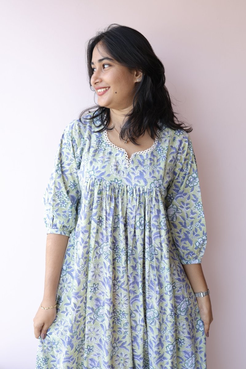 Amaira Handblock Cotton Feeding - Friendly Maternity Dress | Noor CollectionALL US WOMENmaternity and feeding