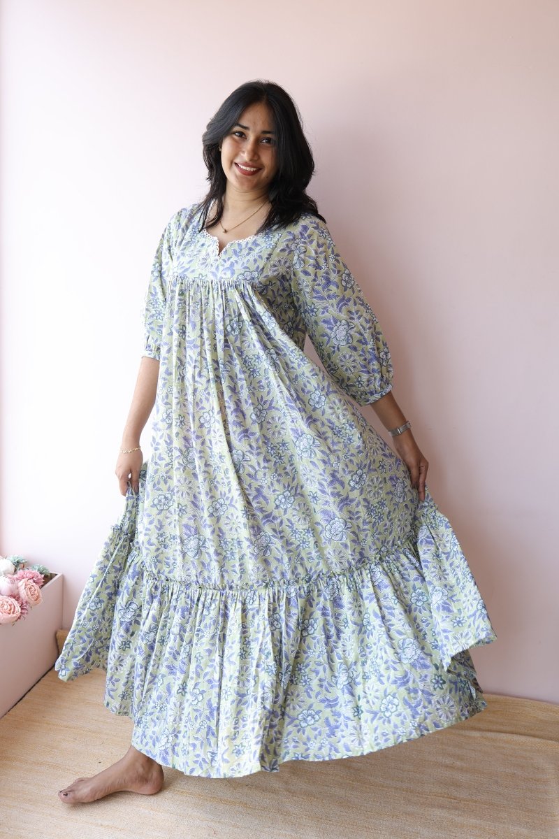 Amaira Handblock Cotton Feeding - Friendly Maternity Dress | Noor CollectionALL US WOMENmaternity and feeding