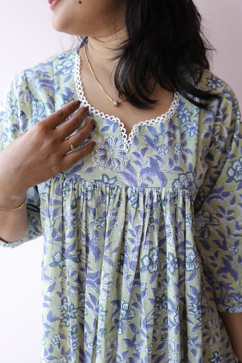 Amaira Handblock Cotton Feeding - Friendly Maternity Dress | Noor CollectionALL US WOMENmaternity and feeding