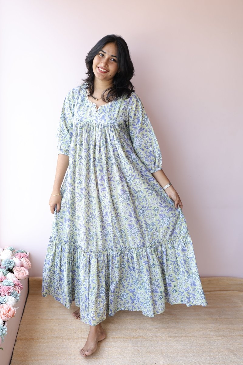 Amaira Handblock Cotton Feeding - Friendly Maternity Dress | Noor CollectionALL US WOMENmaternity and feeding