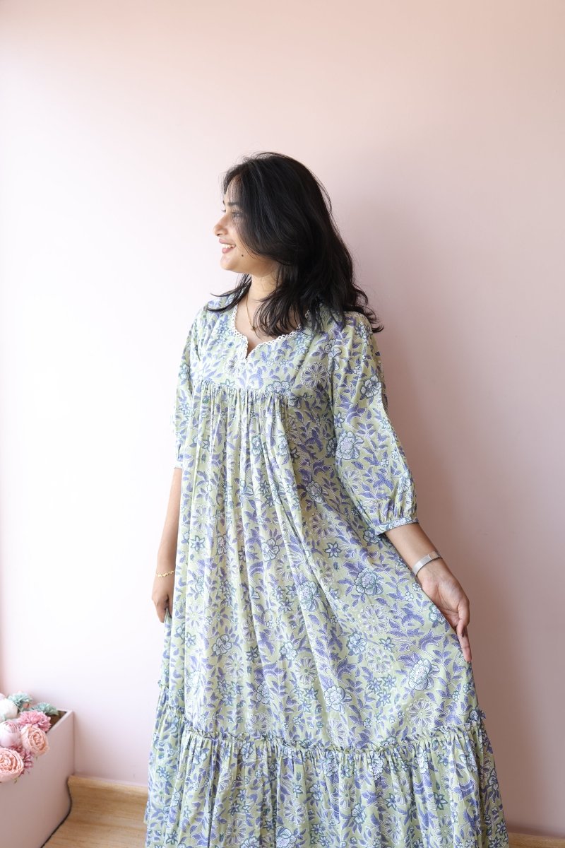 Amaira Handblock Cotton Feeding - Friendly Maternity Dress | Noor CollectionALL US WOMENmaternity and feeding
