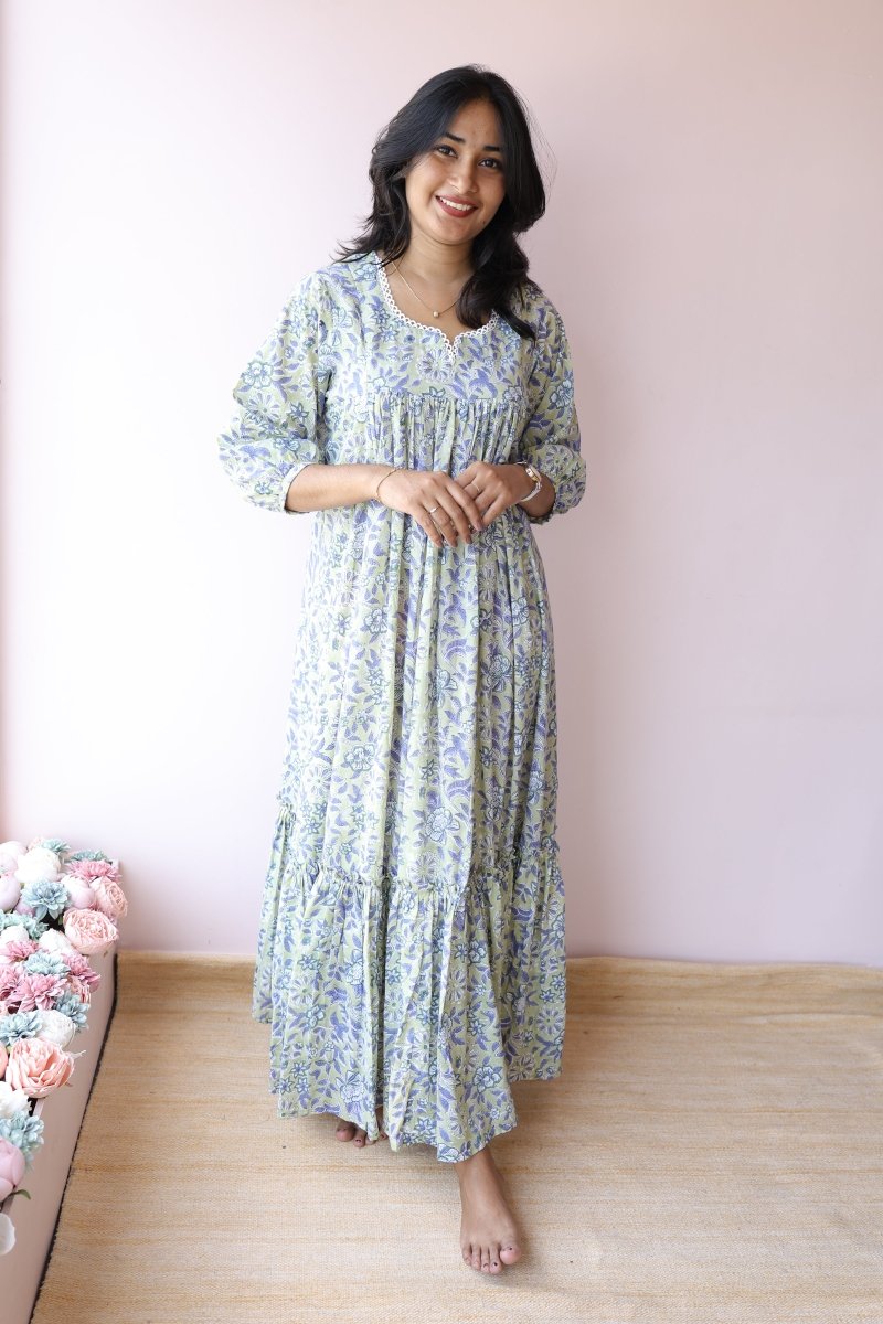 Amaira Handblock Cotton Feeding - Friendly Maternity Dress | Noor CollectionALL US WOMENmaternity and feeding