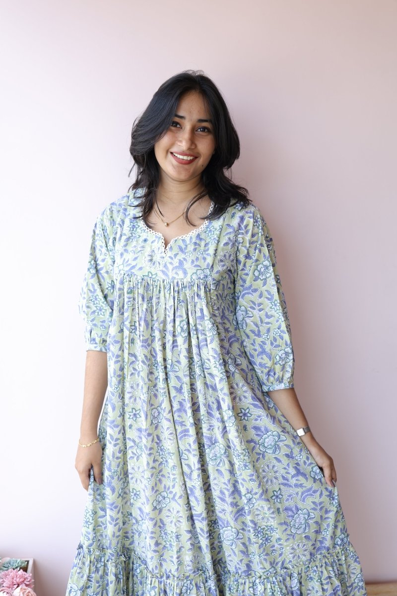 Amaira Handblock Cotton Feeding - Friendly Maternity Dress | Noor CollectionALL US WOMENmaternity and feeding