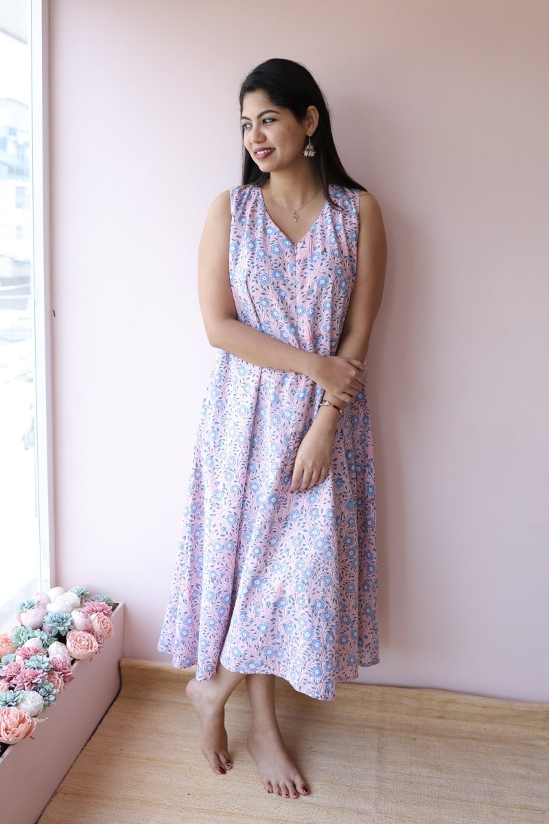 Ayana Handblock Cotton Feeding - Friendly Maternity Dress | NoorALL US WOMENmaternity and feeding