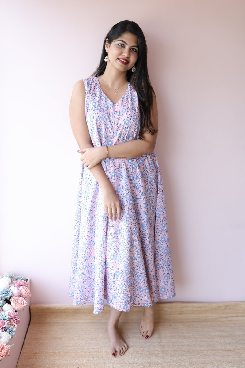 Ayana Handblock Cotton Feeding - Friendly Maternity Dress | NoorALL US WOMENmaternity and feeding