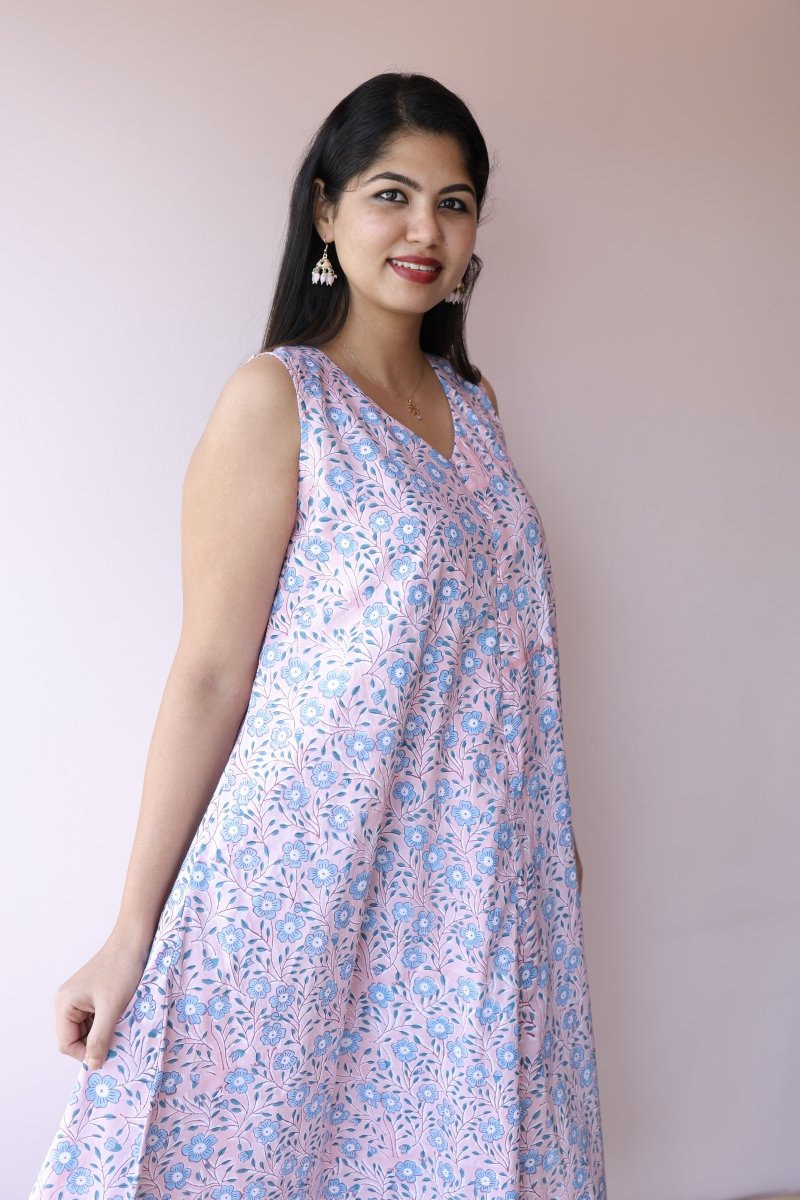 Ayana Handblock Cotton Feeding - Friendly Maternity Dress | NoorALL US WOMENmaternity and feeding