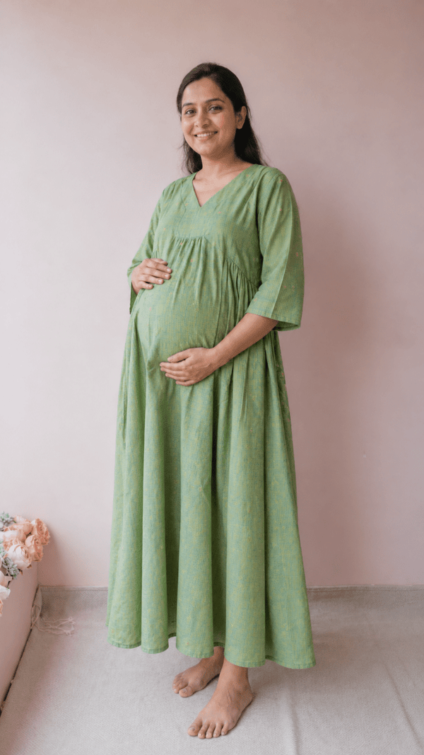 Betwa — Green South Cotton Maternity & Nursing DressALL US WOMENmaternity and feeding