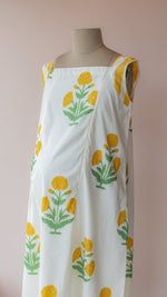 Bhupali | Ivory Marigold Block Print Cotton Maternity DressALL US WOMENmaternity and feeding