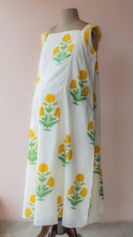 Bhupali | Ivory Marigold Block Print Cotton Maternity DressALL US WOMENmaternity and feeding
