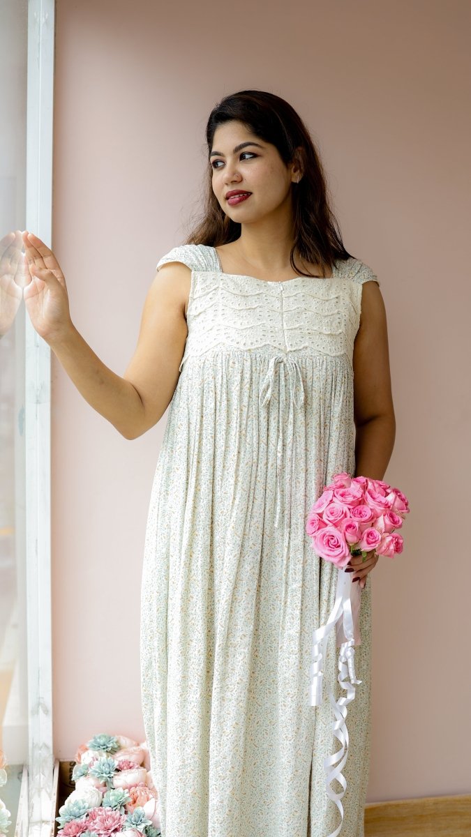 Birch|Cotton Eyelet Nursing Midi DressALL US WOMENmaternity and feeding