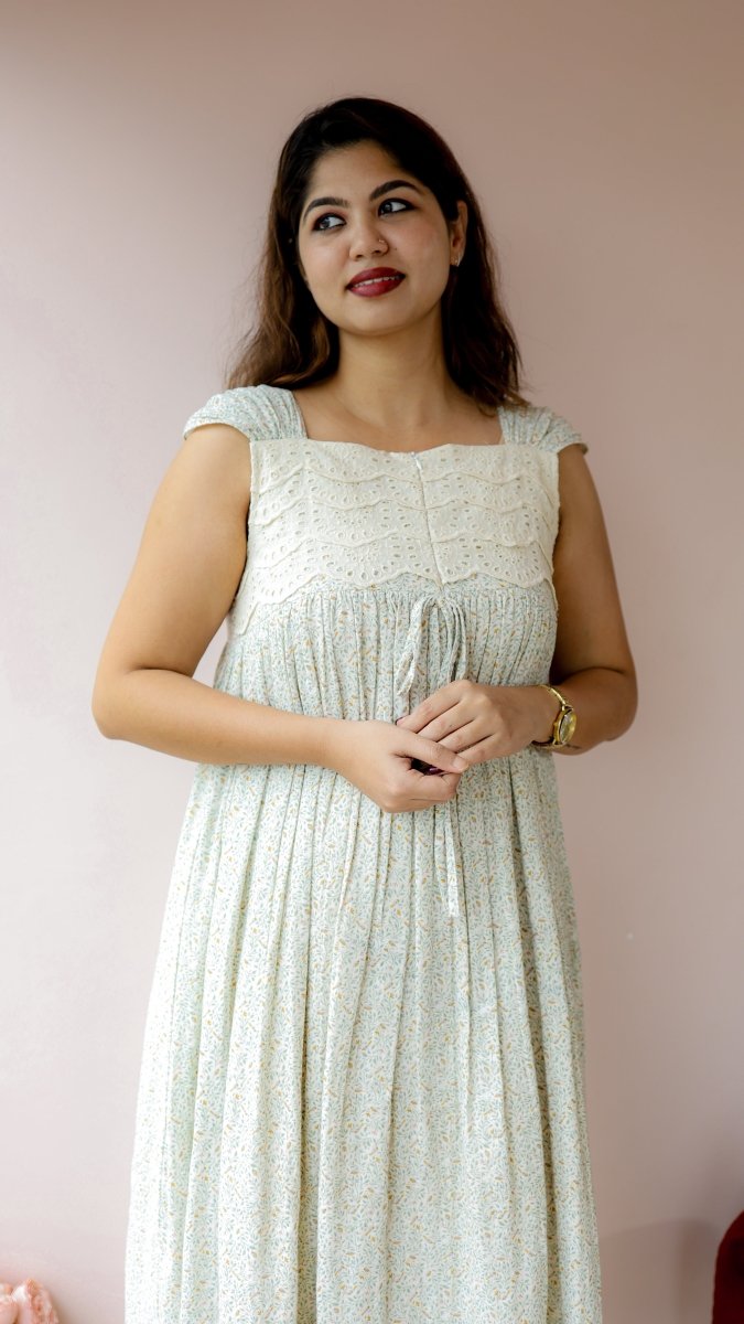 Birch|Cotton Eyelet Nursing Midi DressALL US WOMENmaternity and feeding
