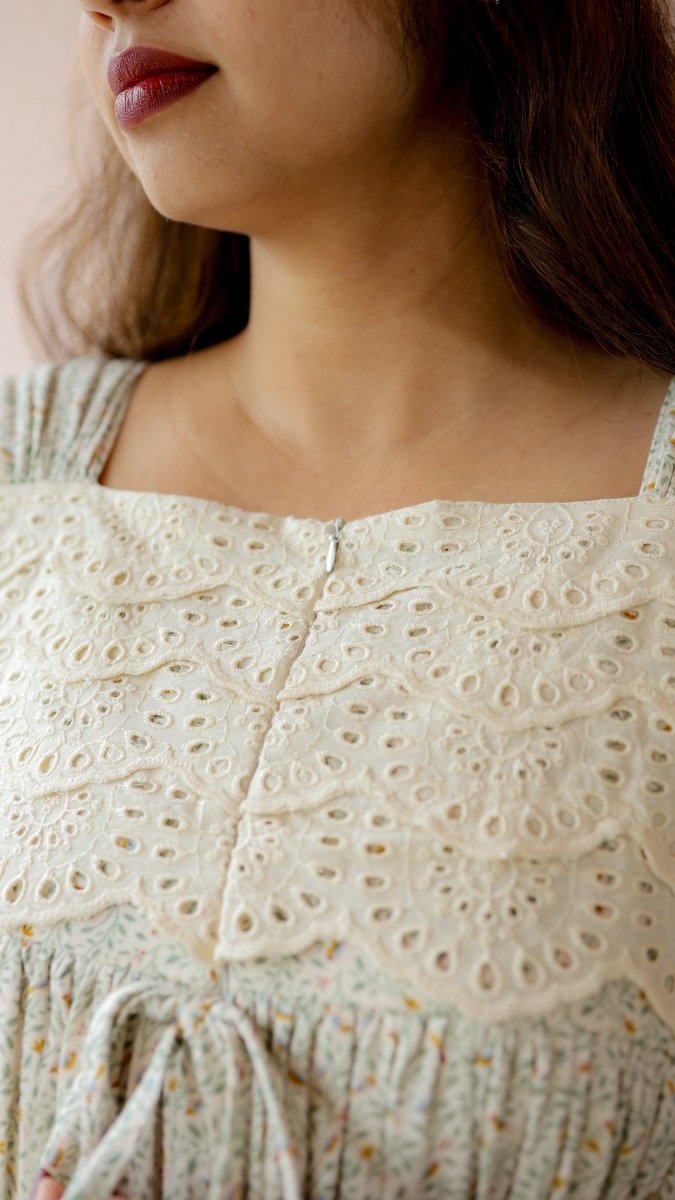 Birch|Cotton Eyelet Nursing Midi DressALL US WOMENmaternity and feeding
