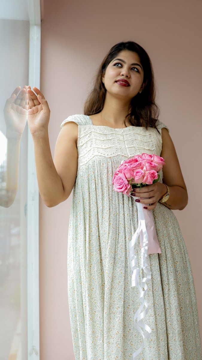 Birch|Cotton Eyelet Nursing Midi DressALL US WOMENmaternity and feeding