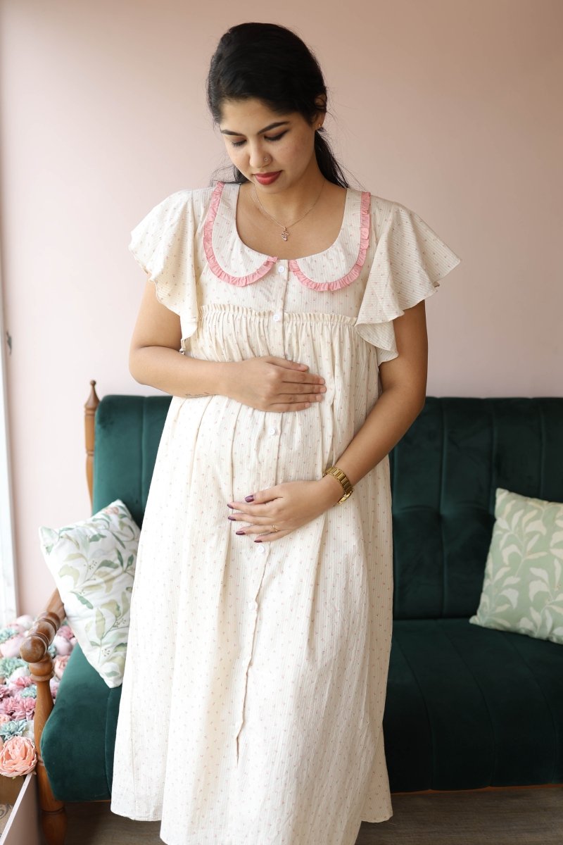 Button - Down Postpartum Nursing Dress – QuietudeALL US WOMENmaternity and feeding