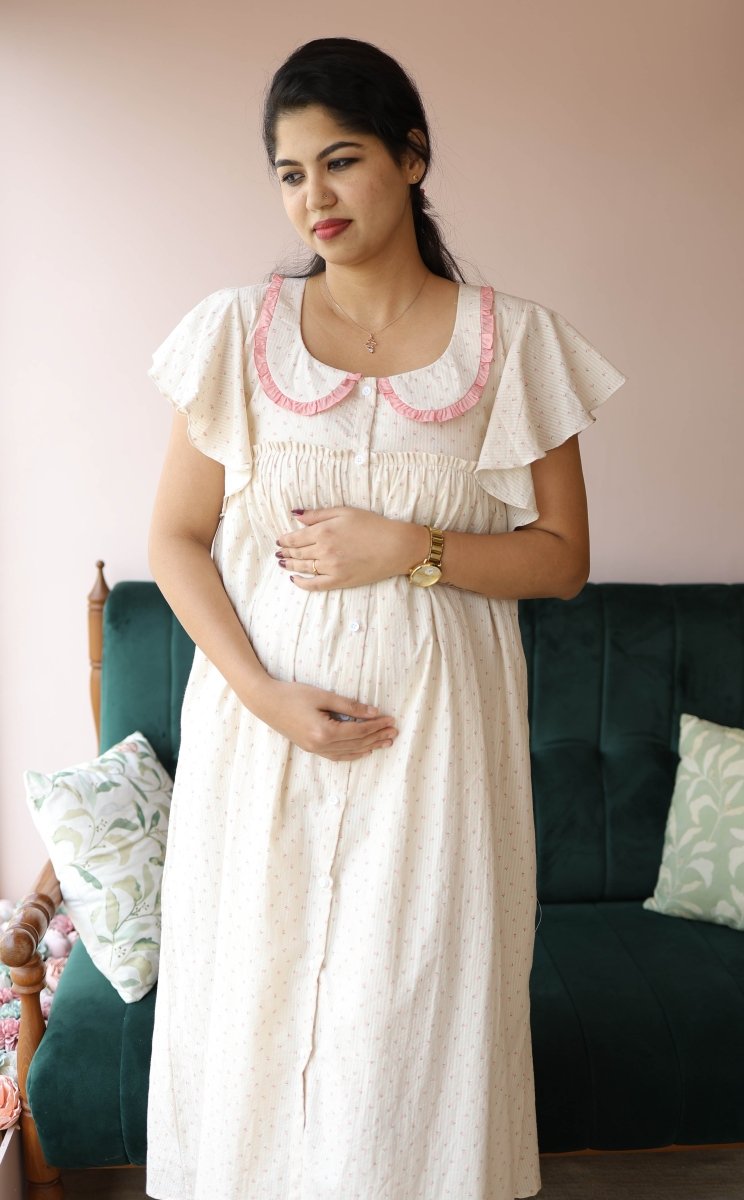 Button - Down Postpartum Nursing Dress – QuietudeALL US WOMENmaternity and feeding