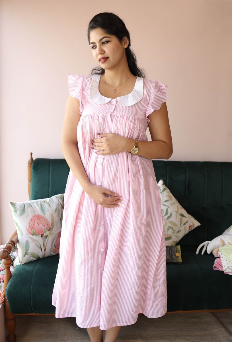 Button - Down Postpartum Nursing Dress – ReposeALL US WOMENmaternity and feeding
