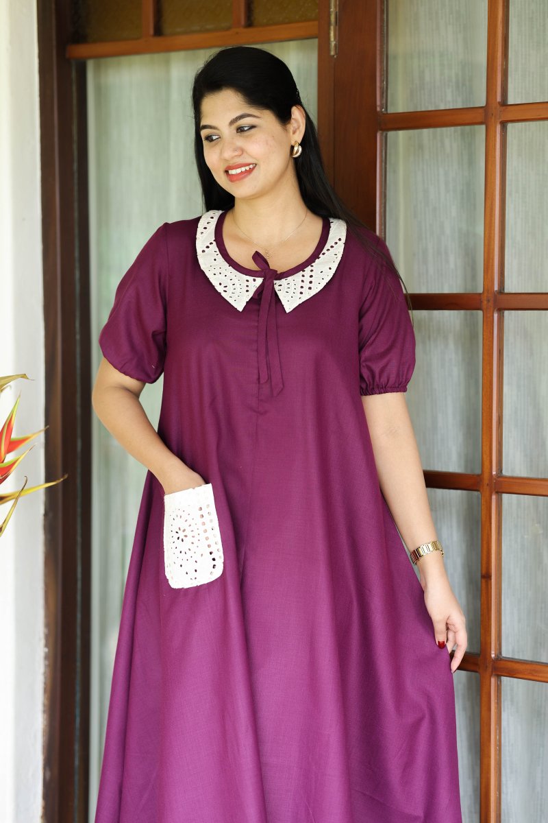 Cherry compote | Cotton Maternity & Feeding zip Dress | Hearth CollectionALL US WOMENmaternity and feeding