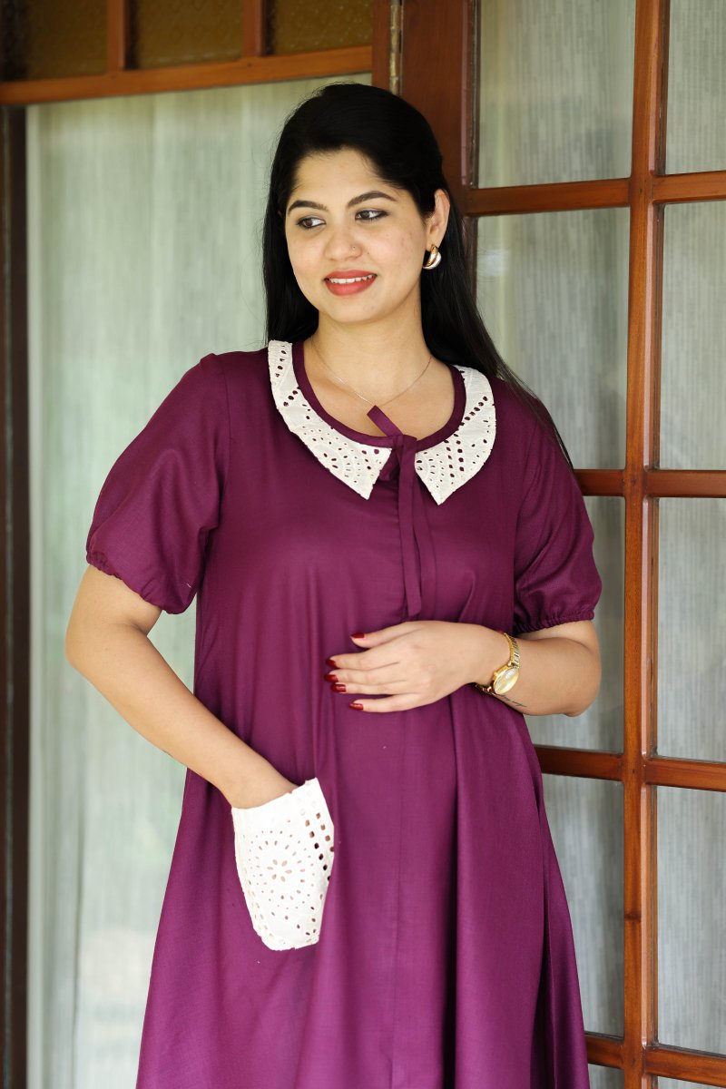 Cherry compote | Cotton Maternity & Feeding zip Dress | Hearth CollectionALL US WOMENmaternity and feeding