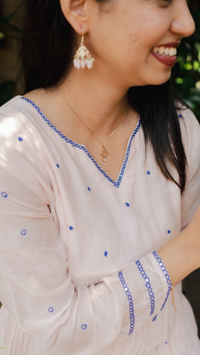 Clarté | Blush & Cobalt Gathered Kurta | ÉLAN PremièreALL US WOMENmaternity and feeding
