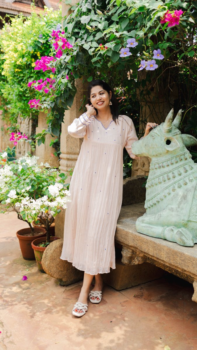 Clarté | Blush & Cobalt Gathered Kurta | ÉLAN PremièreALL US WOMENmaternity and feeding