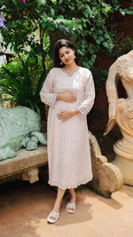 Clarté | Blush & Cobalt Gathered Kurta | ÉLAN PremièreALL US WOMENmaternity and feeding