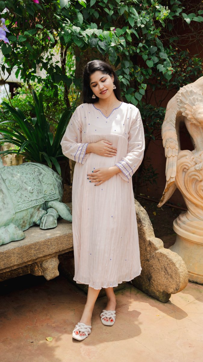 Clarté | Blush & Cobalt Gathered Kurta | ÉLAN PremièreALL US WOMENmaternity and feeding