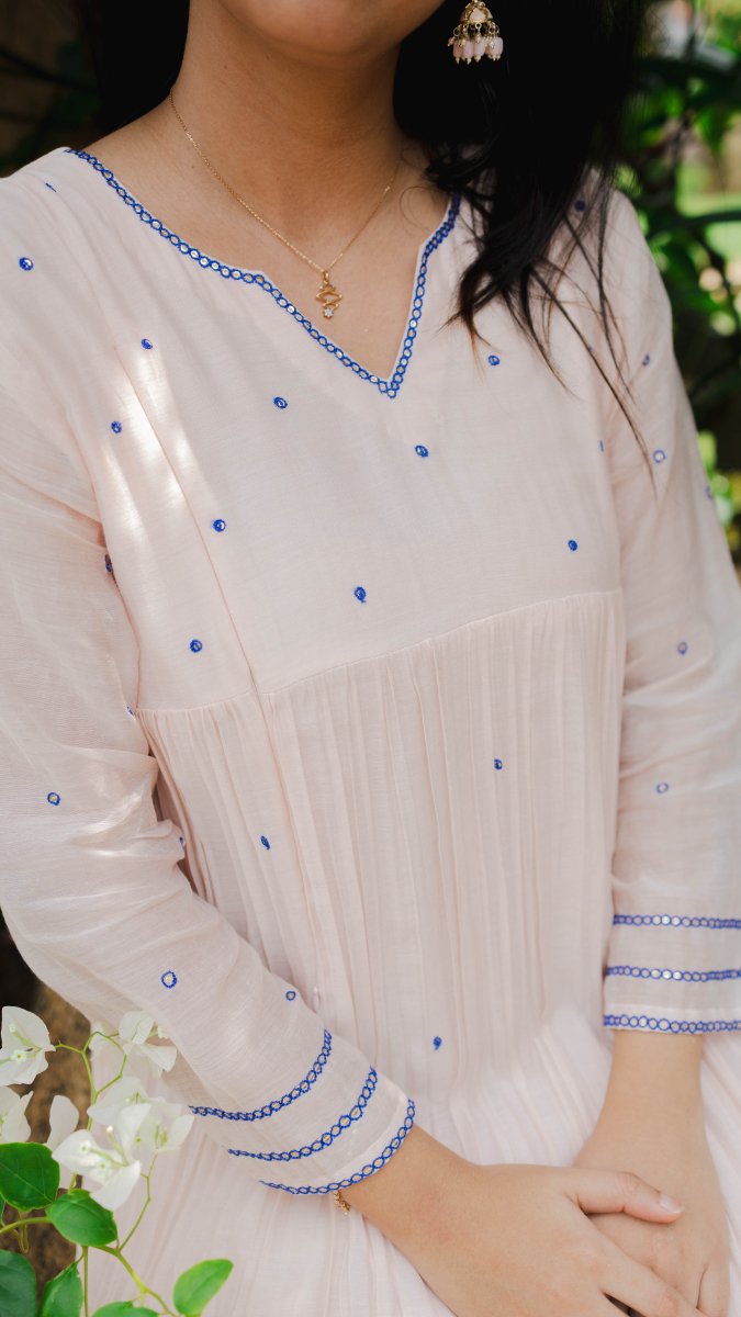 Clarté | Blush & Cobalt Gathered Kurta | ÉLAN PremièreALL US WOMENmaternity and feeding