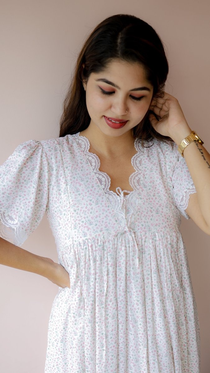 Cobble — Rayon Lace-Trim Homecoimg DressALL US WOMENmaternity and feeding