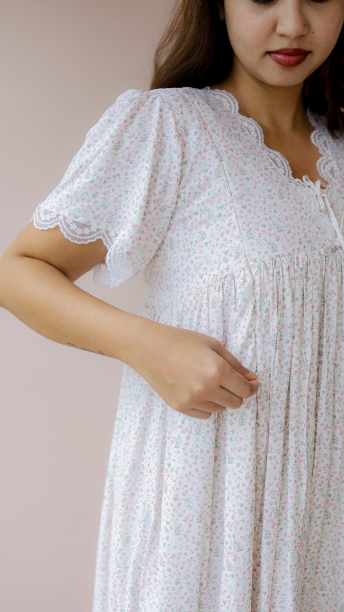 Cobble — Rayon Lace-Trim Homecoimg DressALL US WOMENmaternity and feeding