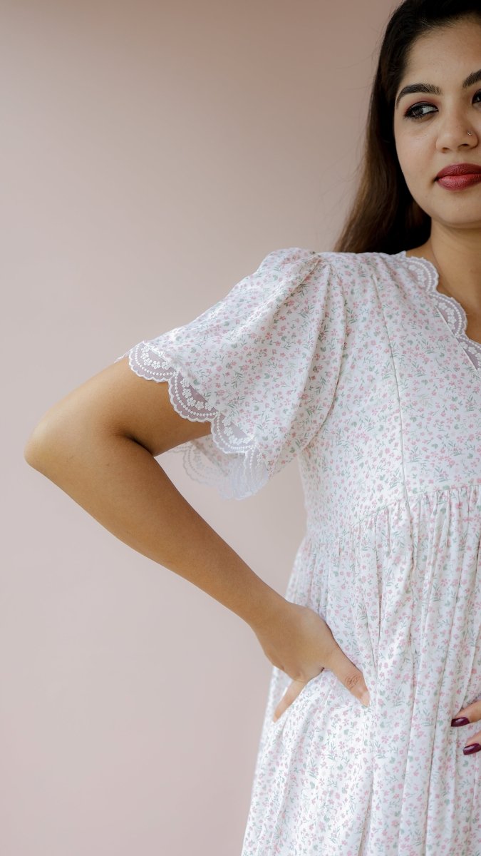 Cobble — Rayon Lace-Trim Homecoimg DressALL US WOMENmaternity and feeding