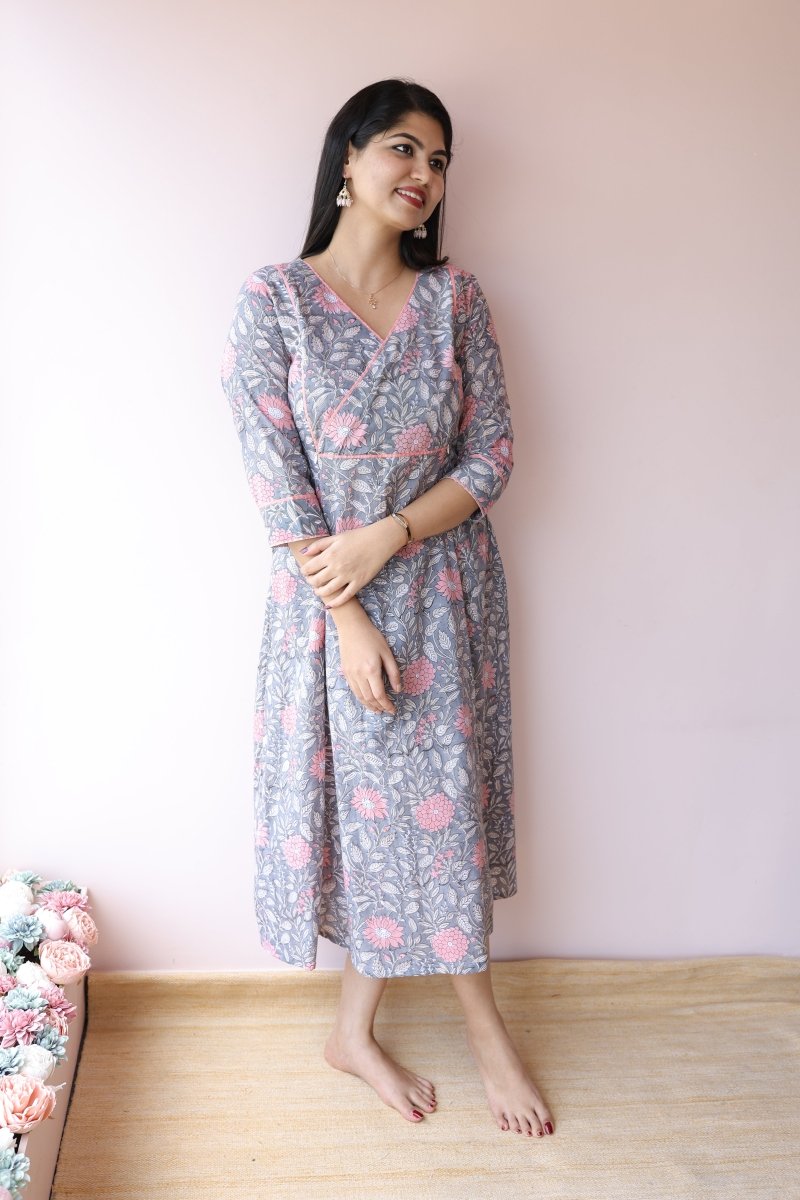 Diya Handblock Cotton Feeding - Friendly Maternity Dress | Noor collectionALL US WOMENmaternity and feeding