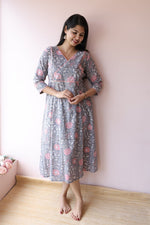 Diya Handblock Cotton Feeding - Friendly Maternity Dress | Noor collectionALL US WOMENmaternity and feeding