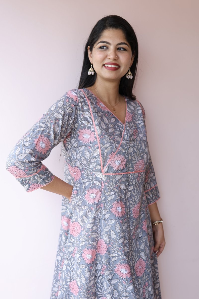 Diya Handblock Cotton Feeding - Friendly Maternity Dress | Noor collectionALL US WOMENmaternity and feeding