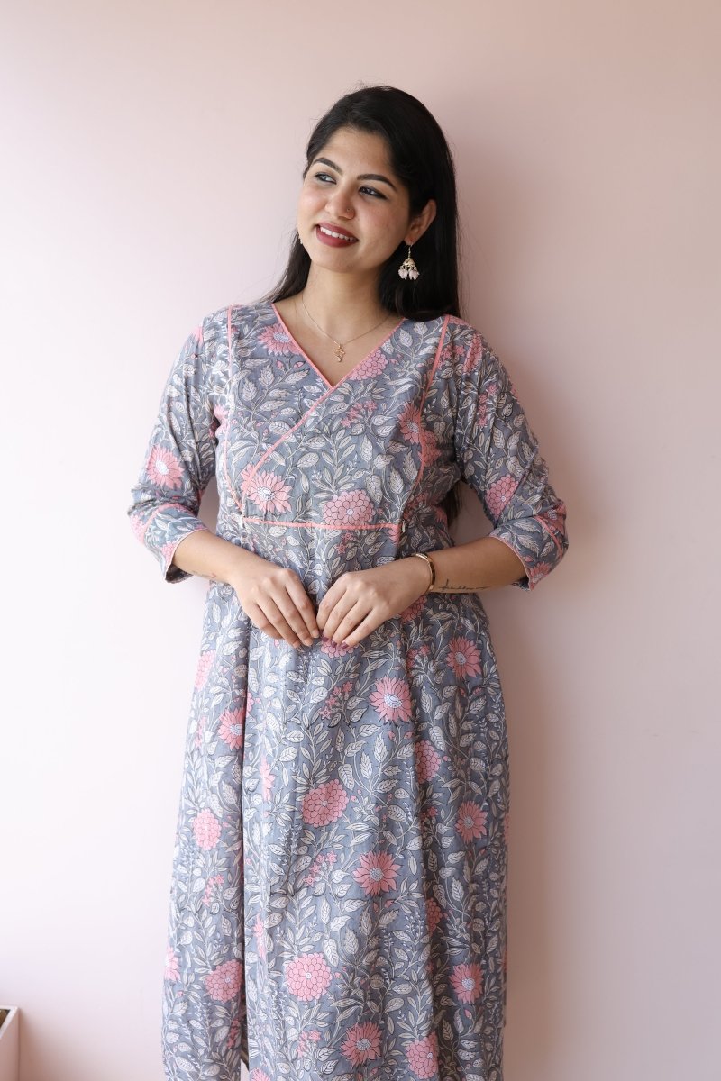 Diya Handblock Cotton Feeding - Friendly Maternity Dress | Noor collectionALL US WOMENmaternity and feeding