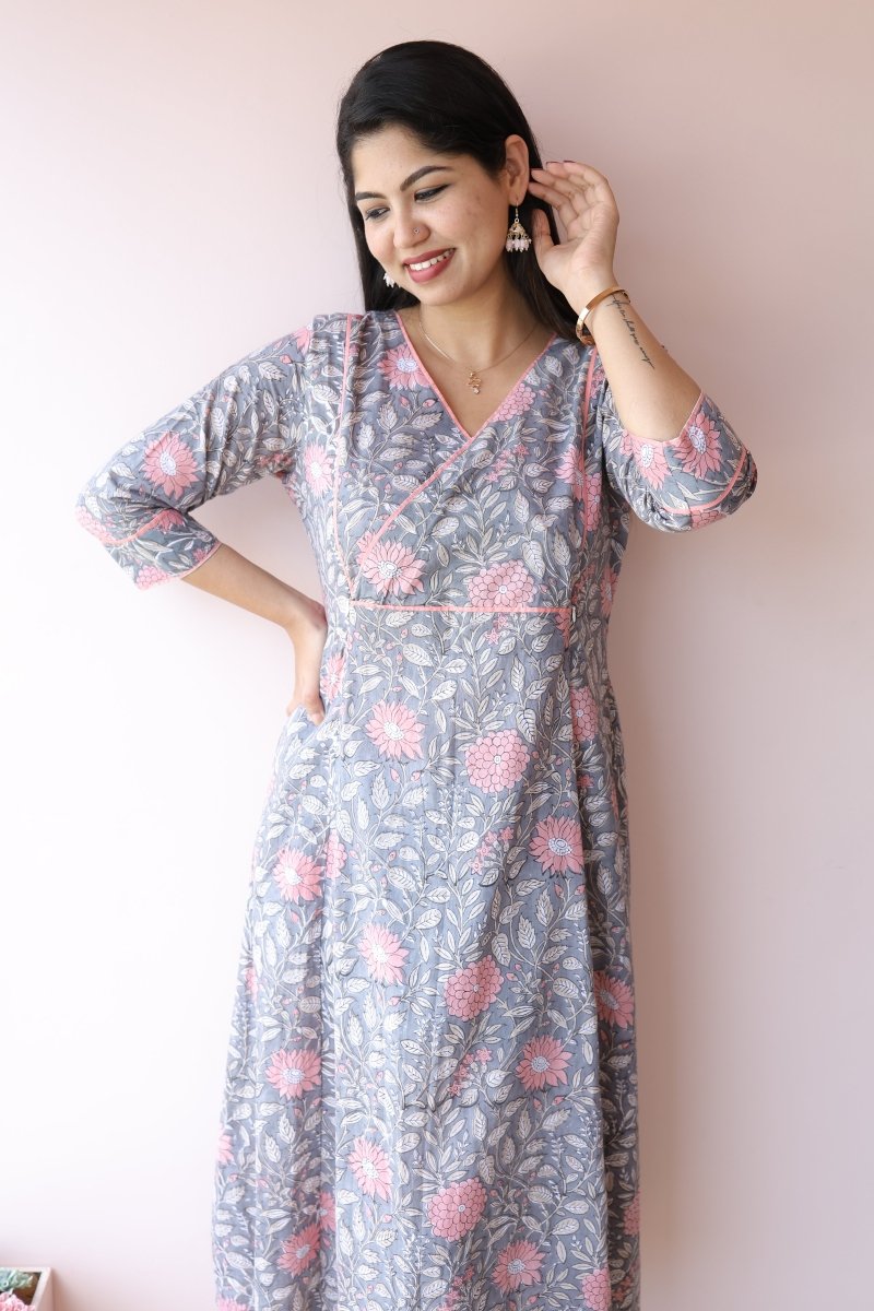 Diya Handblock Cotton Feeding - Friendly Maternity Dress | Noor collectionALL US WOMENmaternity and feeding